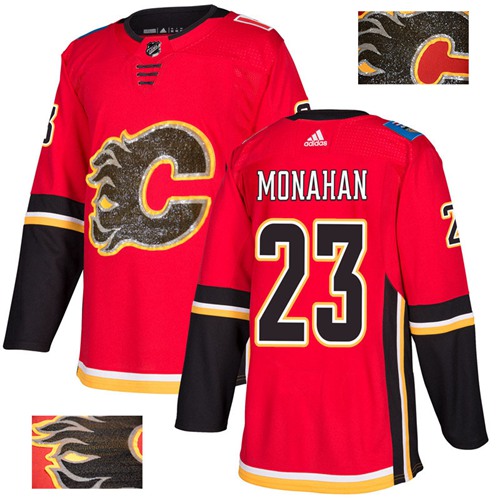 Adidas Flames #23 Sean Monahan Red Home Authentic Fashion Gold Stitched NHL Jersey